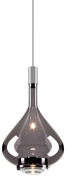 Lodes Designové závěsné LED svítidlo SKY-FALL MEDIUM, 12W, v. 38,2 cm, CRI90 Barva: Kouřová, Teplota světla: 2700K, Barva konstrukce: Chrom