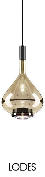 Lodes Designové závěsné LED svítidlo SKY-FALL MEDIUM, 12W, v. 38,2 cm, CRI90 Barva: Kouřová, Teplota světla: 2700K, Barva konstrukce: Chrom