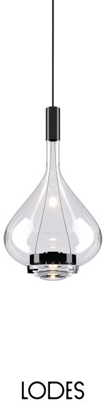 Lodes Designové závěsné LED svítidlo SKY-FALL MEDIUM, 12W, v. 38,2 cm, CRI90 Barva: Kouřová, Teplota světla: 2700K, Barva konstrukce: Chrom