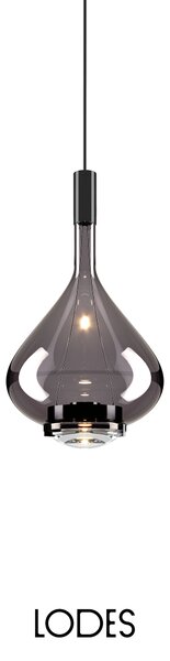 Lodes Designové závěsné LED svítidlo SKY-FALL MEDIUM, 12W, v. 38,2 cm, CRI90 Barva: Kouřová, Teplota světla: 2700K, Barva konstrukce: Chrom