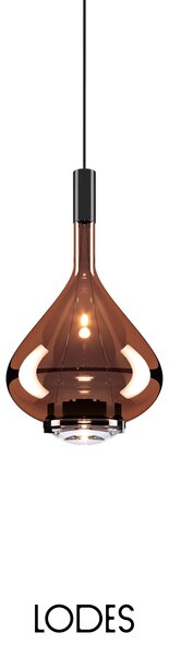 Lodes Designové závěsné LED svítidlo SKY-FALL MEDIUM, 12W, v. 38,2 cm, CRI90 Barva: Kouřová, Teplota světla: 2700K, Barva konstrukce: Chrom