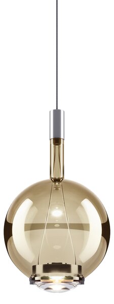 Lodes Designové závěsné LED svítidlo SKY-FALL ROUND MEDIUM, 12W, ø 22,5 cm, CRI90 Barva: Zlatá šalvěj, Teplota světla: 2700K, Barva konstrukce: Černý chrom