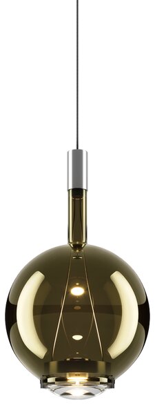 Lodes Designové závěsné LED svítidlo SKY-FALL ROUND MEDIUM, 12W, ø 22,5 cm, CRI90 Barva: Zlatá šalvěj, Teplota světla: 2700K, Barva konstrukce: Černý chrom