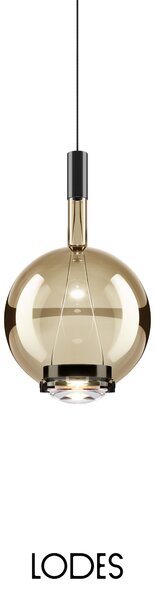 Lodes Designové závěsné LED svítidlo SKY-FALL ROUND MEDIUM, 12W, ø 22,5 cm, CRI90 Barva: Zlatá šalvěj, Teplota světla: 2700K, Barva konstrukce: Černý chrom