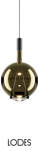 Lodes Designové závěsné LED svítidlo SKY-FALL ROUND MEDIUM, 12W, ø 22,5 cm, CRI90 Barva: Zlatá šalvěj, Teplota světla: 2700K, Barva konstrukce: Černý chrom