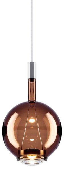 Lodes Designové závěsné LED svítidlo SKY-FALL ROUND MEDIUM, 12W, ø 22,5 cm, CRI90 Barva: Zlatá šalvěj, Teplota světla: 2700K, Barva konstrukce: Černý chrom