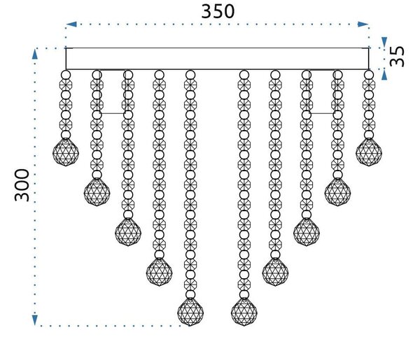 Toolight Toolight, Křišťálová stropní lampa APP514-5C 5xE14, chromová, OSW-00071
