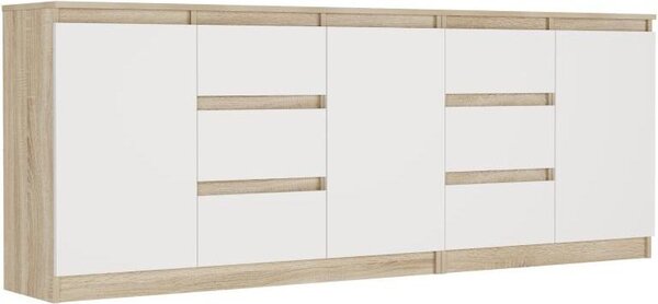 Framire Komoda sada 2ks 200cm skíka zásuvky R-200-S6 sonoma mix bílá