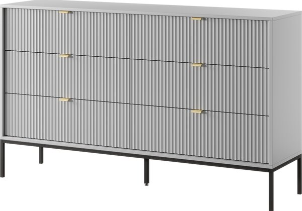 Komoda: 6 zásuvek, edá, erné nohy, 154 x 39 x 83 cm
