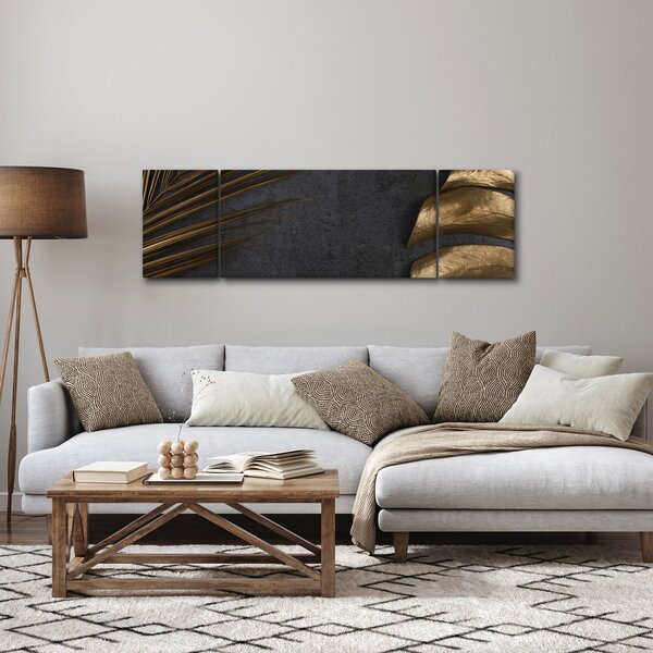 Obraz se zlatými listy (170x50 cm)