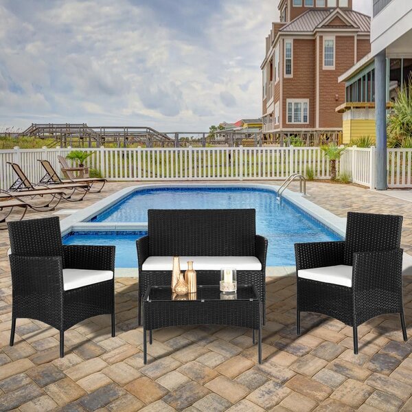 FCH Sada zahradního nábytku, Polyrattan Lounge Garden Set, Sofa & 2 křesla - erná