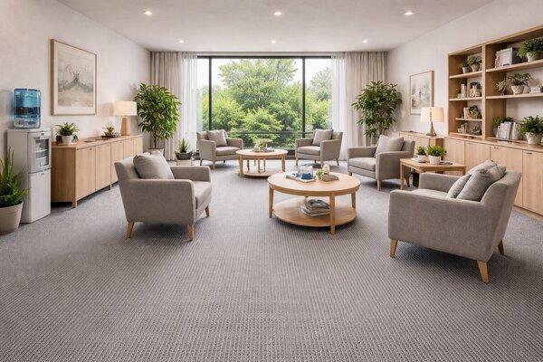ITC, Metrážový koberec Velveti 6993, na míru, šíře 4m, šedá, twinback (filc+juta), kancelář