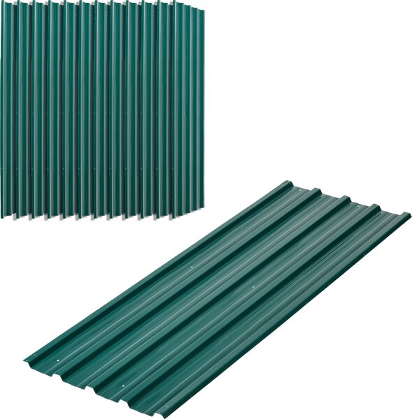 Outsunny 12ks trapézového plechu 129x45cm 7m² Pozinkovaný stení plech 0,25 mm profilovaný plech