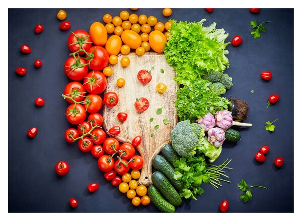 Obraz - Stůl plný zeleniny (70x50 cm)