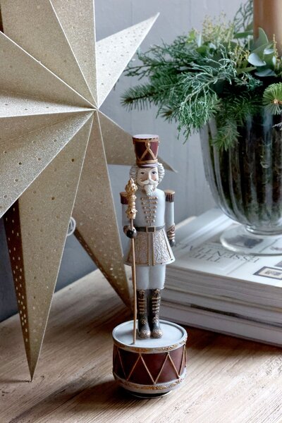 Hudební natahovací skříňka Louskáček Cherry Noël – Ø 8,5*28 cm - Chic Antique