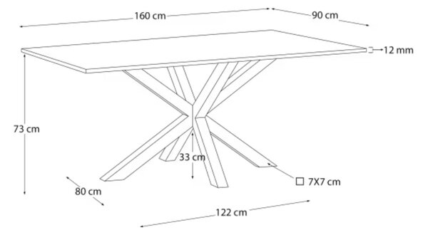 Matně černý skleněný jídelní stůl Kave Home Argo 160 x 90 cm s nerezovou podnoží