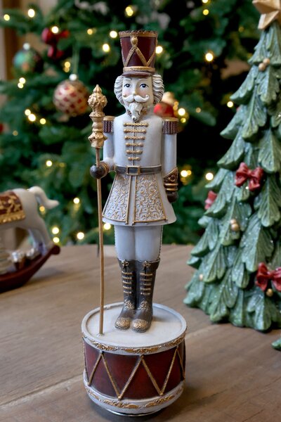 Hudební natahovací skříňka Louskáček Cherry Noël – Ø 8,5*28 cm - Chic Antique