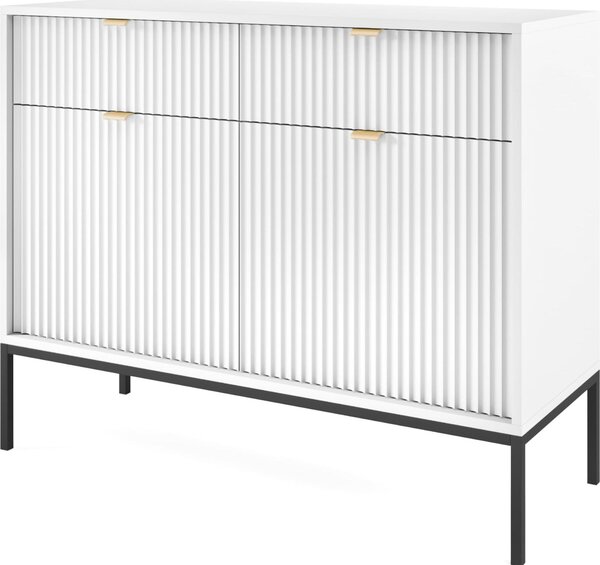 Komoda NANAIMO KSZ104 - bílá - zlaté úchyty - 2 zásuvky - íka 104 cm, výka 83 cm, hloubka 39 cm