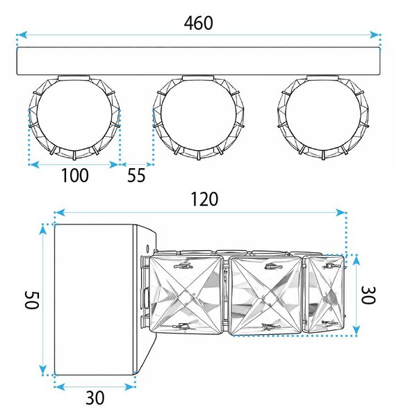 Toolight APP1938-3W, nástěnná LED svítilna, 460 mm, chromová, OSW-66072