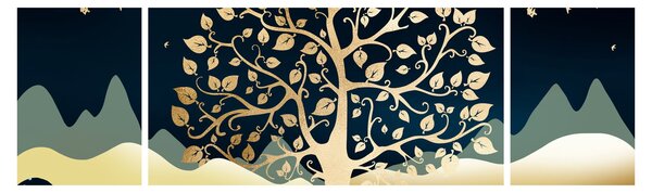 Obraz zlatého stromu (170x50 cm)