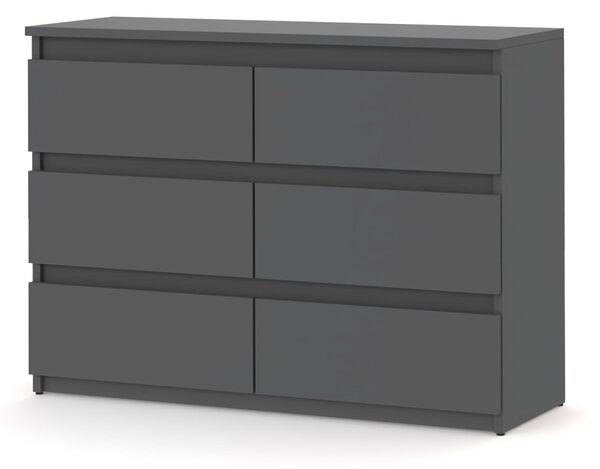 STIV Möbel | Komoda s 6 zásuvkami | edá Matná | 100 cm | moderní & bezúchytková | Lonice & Obývák