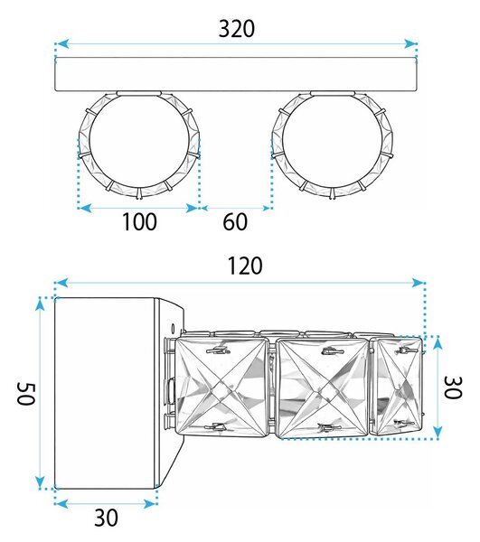 Toolight APP1937-2W, nástěnná LED svítilna, 320 mm, zlatá lesklá, OSW-66071