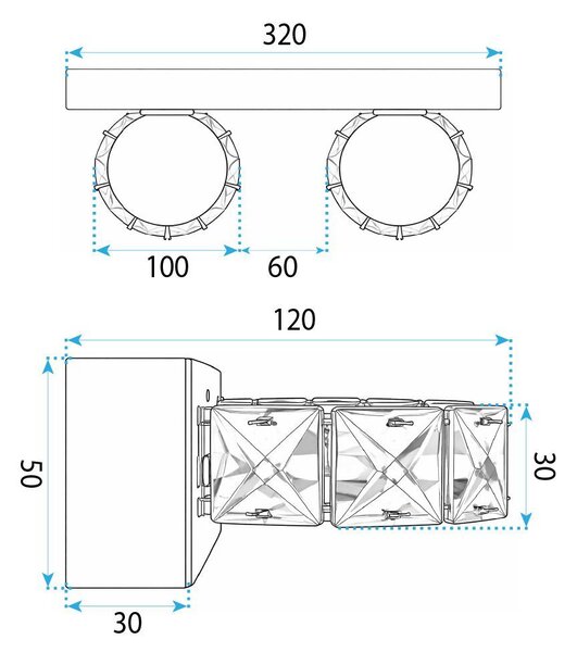 Toolight APP1936-2W, nástěnná LED svítilna, 320 mm, chromová, OSW-66070