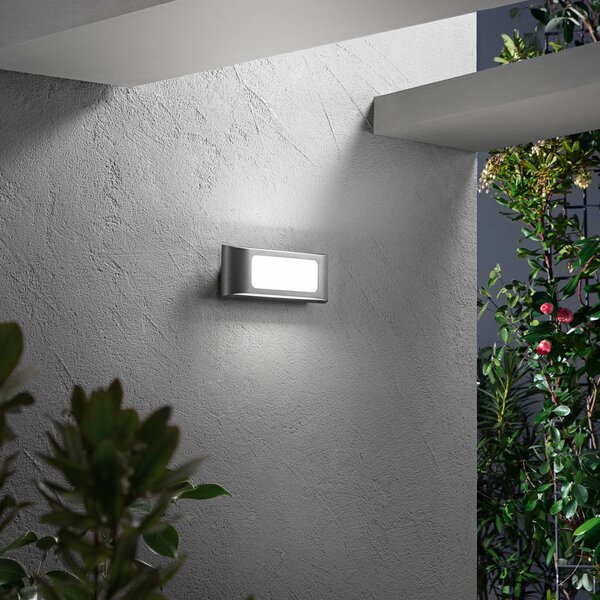 INTEC LED venkovní nástěnné svítidlo DESERT, antracitová, šířka 25 cm, kov, Černá, Hliník, Moderní