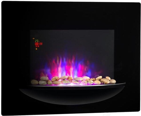 Klarstein Feuerschale - Elektrický nástnný krb, 1800 W, elektrický ohíva s ventilátorem, 2 nastavení ohevu, iluze plamene, funkce adaptivního startu, týdenní asova, dálkové ovládání, erná