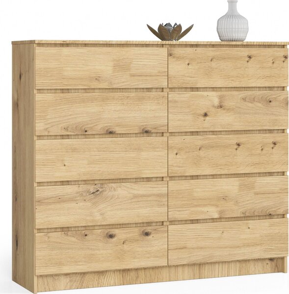 AKORD Furniture Factory KOM-140SZ10-ART, Dub, 10 zásuvka/zásuvek, Matný, 16 mm, 60 cm, 400 mm