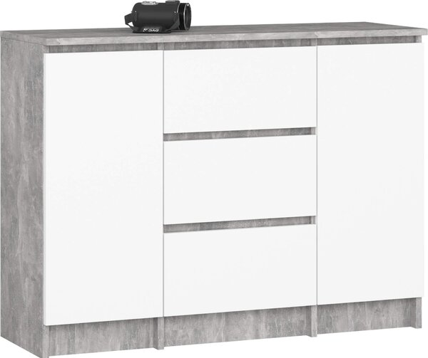 Akord Komoda 2 dveře 3 zásuvky beton/bílá 101x35x76 cm