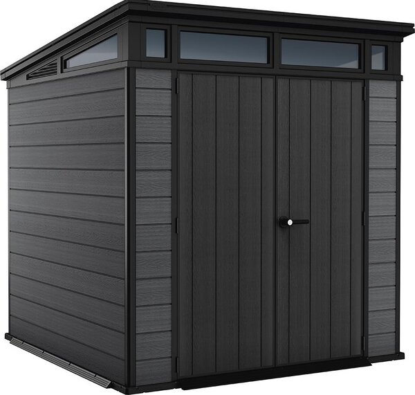 Plastový zahradní domek na náadí s podlahou Keter Cortina 7x7 - 214 x 218 x 226 cm - edý