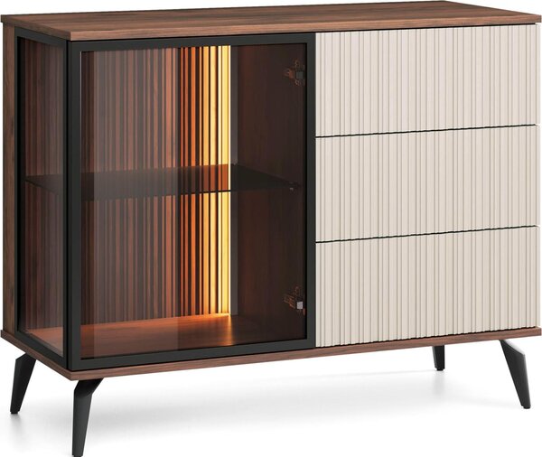 Dawson KSZ103 komoda - oech - Kamír - prosklená - LED osvtlení - íka 103 cm, výka 80 cm, hloubka 39 cm