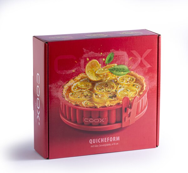 Forma na koláč coox QUICHE se skleněn. základnou a nožkami průměr 18 cm Barva: Červená