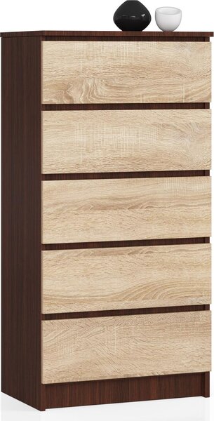 Akord Komoda 5 zásuvek Wenge/Dub Sonoma 60x40x121 cm