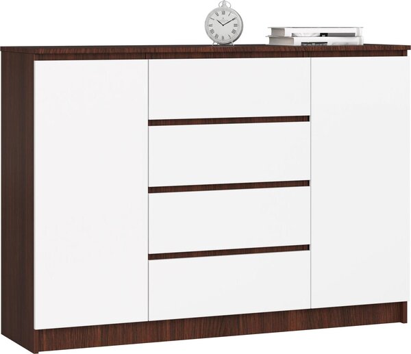 Akord Komoda 2 dveře 4 zásuvky wenge/bílá 138x40x99 cm