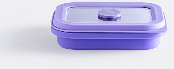Skládací silikonová krabička na jídlo coox 250 ml se skleněným víčkem Barva: lila