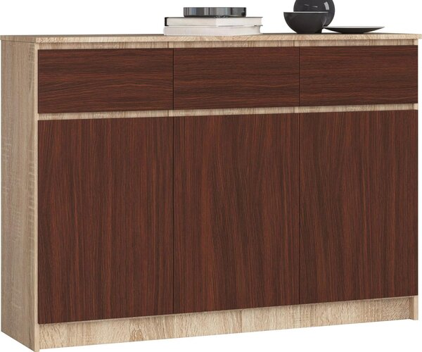 Akord Komoda 3 dvíka 3 zásuvky Sonoma/wenge