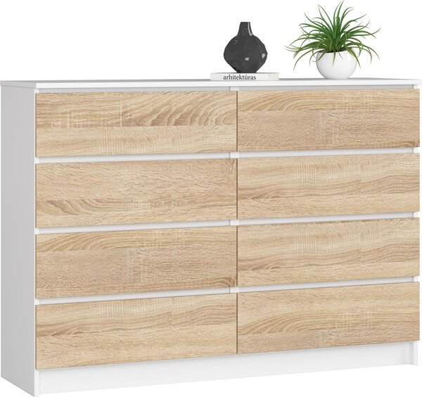 AKORD Furniture Factory OP0LKOMBIASON004, Bílá, Dub, 8 zásuvka/zásuvek, Matný, 16 mm, 60 cm, 400 mm