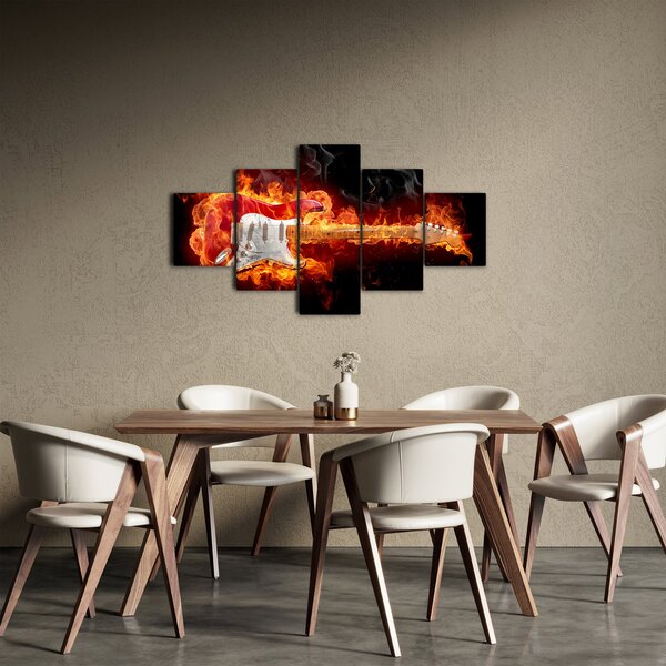 Obraz - Kytara v plamenech (125x70 cm)