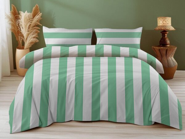 Bavlněné povlečení STRIPES bílo-zelené Rozměr povlečení: 70 x 90 cm | 140 x 200 cm
