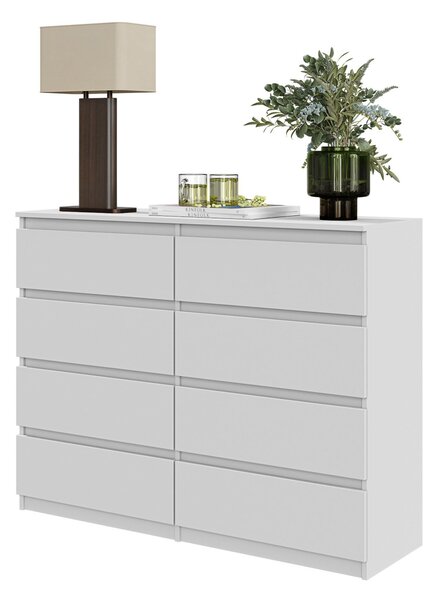 FURNICA - GABRIEL - Komoda s 8 zásuvkami - bílá matná V92cm 120cm H33cm