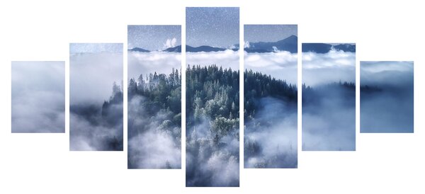 Obraz lesa v mlze (210x100 cm)
