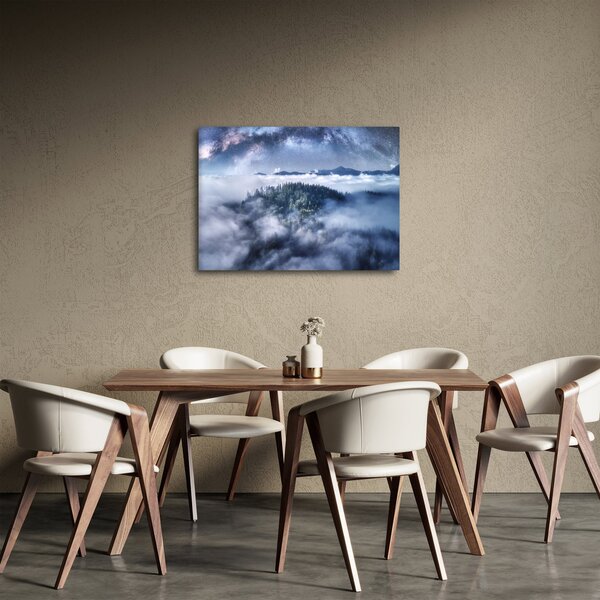 Obraz lesa v mlze (70x50 cm)