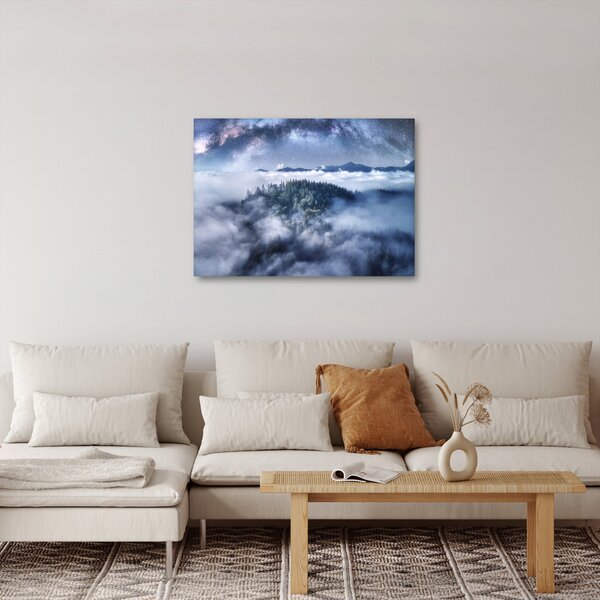Obraz lesa v mlze (70x50 cm)