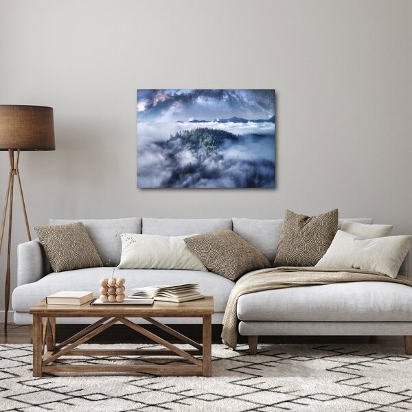 Obraz lesa v mlze (70x50 cm)