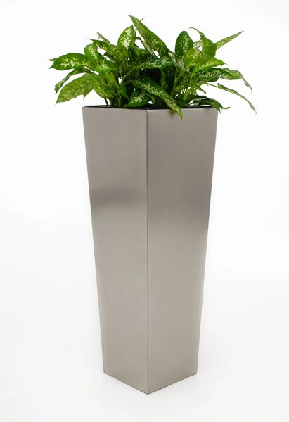 Květináč CLASSIC, broušený nerez, výška 100 cm, stříbrný, outlet