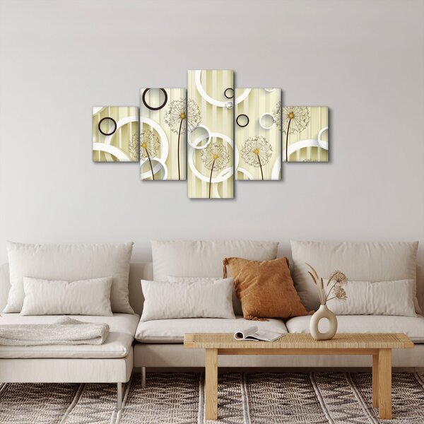 Abstraktní obraz s pampeliškami (125x70 cm)