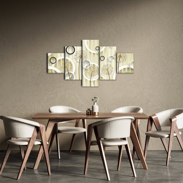 Abstraktní obraz s pampeliškami (125x70 cm)