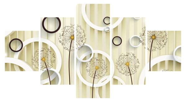 Abstraktní obraz s pampeliškami (125x70 cm)